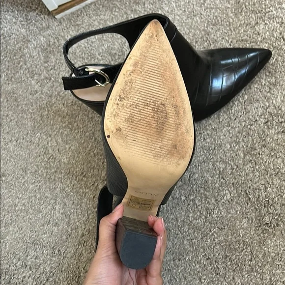 Aldo Black Croc-Embossed Women's Heeled Shoes - Picture 2 of 3